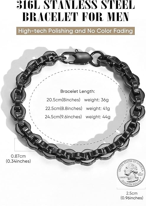 VNOX Link Chain Bracelets for Men - Cool Mens Bracelets Diamond-Cut Paperclip Solid Chain Bracelet Chunky Stainless Steel Jewelry Trendy Gifts