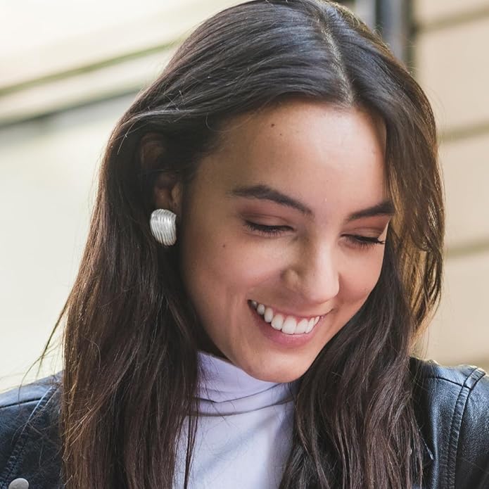 Gold Chunky Statement Earrings for Women, Trendy 14K Gold Plated Drop Dangle Square Geometric Vintage Designer Stud Earrings, Jewelry Gift