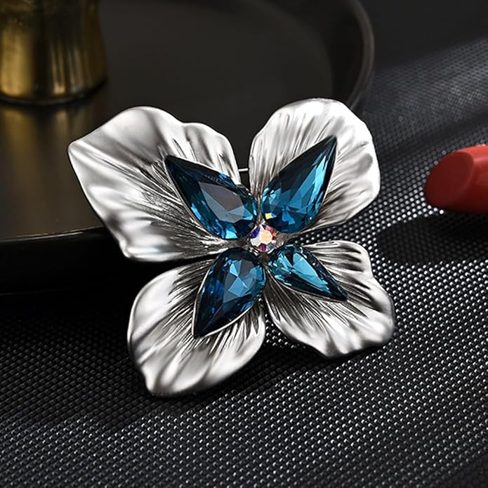 Flower Brooch Pin - Rhinestone Flower Pin 18k Gold Plated - Thanksgiving Day, Birthday, Wedding Gifts for Mom, Wife