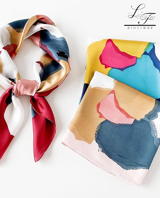 Hioyiwse Satin Bandanas Head Scarf For Women Hair Scarves Accessories Lightweight Fashion Wrap Neck Silk Sleeping Headscarf