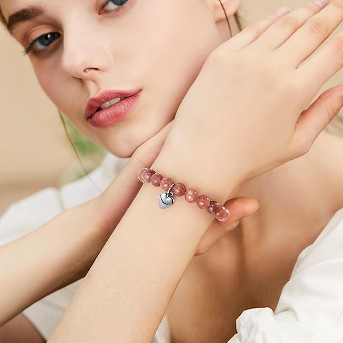 VIBILIA Cross Beaded Bracelets for Women, Inspirational Natural Heart Religious Bracelets for Women, Birthday Christian Gifts for Women on Thanksgiving Christmas Gifts