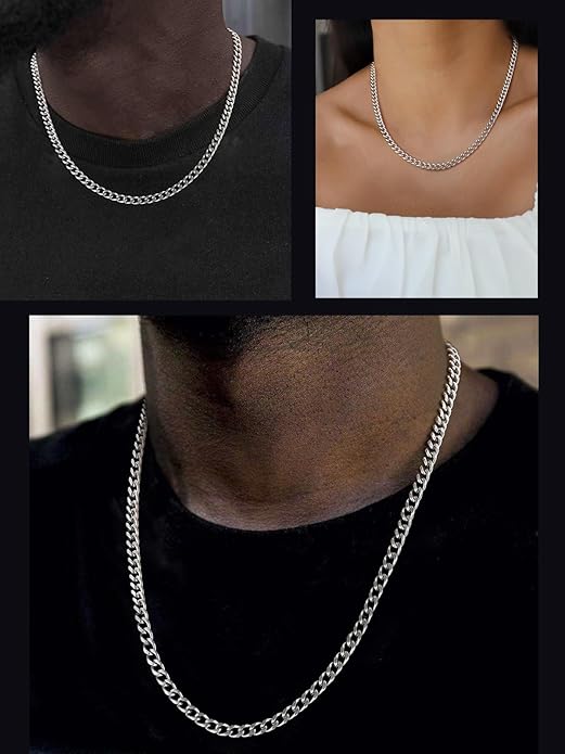 ChainsHouse Miami Cuban Link Chain Necklace for Men, 4.8mm/6mm/10mm/14mm Width, 14K Gold Plated/Stainless Steel/Black Mens Chunky Hip Hop Necklace Curb Chains, 14"-30" Length, Come Gift Box
