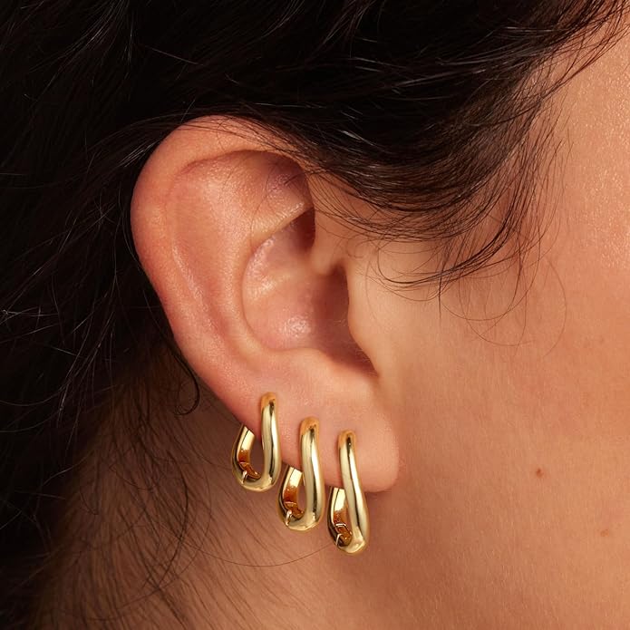 Hoop Earrings for Women 14K Gold Plated/Silver Hoops Simple Knot Huggie Small Hoop Earrings Set Trendy Hoops Everyday Wear Earrings for Women Jewelry