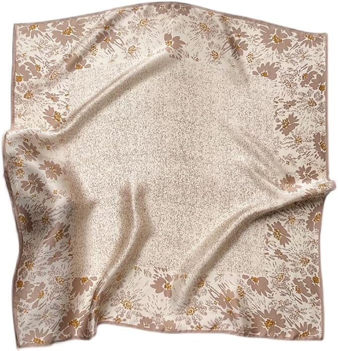ANDANTINO 100% Mulberry Silk Square Scarf for Hair-25.6" X25.6'' Women Men Natural Silk Neckerchief Digital Printed Headscarf