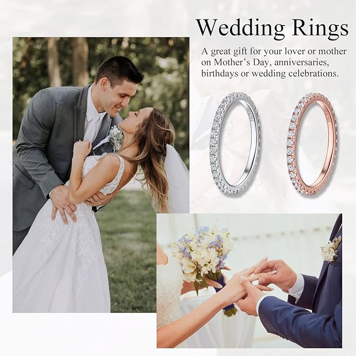 Suplight 925 Sterling Silver Wedding Band Rings, Full Cubic Zirconia Wishbone Ring Love/Lucky Engagement Promise Rings For Women, Size 4-12 (with Gift Box)