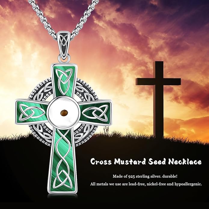 Midir&Etain Celtic Cross Necklace 925 Sterling Silver Cross Pendant Necklace Celtic Viking Irish Jewelry Religious Protective Gift for Men Women