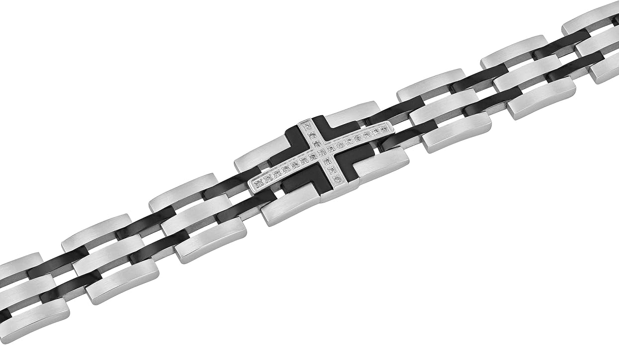 Men’s 8.5” Stainless Steel ID Link Bracelet - Luxe Contrast