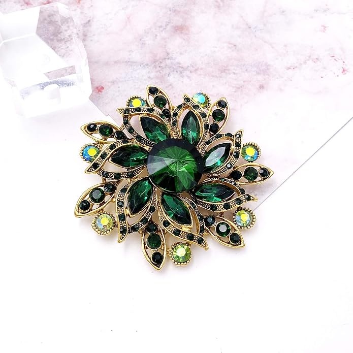 LAXPICOL Vintage Women's Austrian Crystal Elegant Flower Brooch Wedding Broach Pin