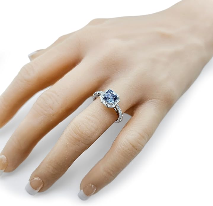 NANA Jewels Sterling Silver Engagement Rings for Women - Choose Simulated Morganite, Citrine, Aquamarine & More