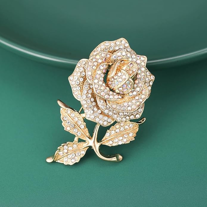 Brooch Pins for Women Girls Fashion Flower Crystal Rhinestone Pearl Jewelry
