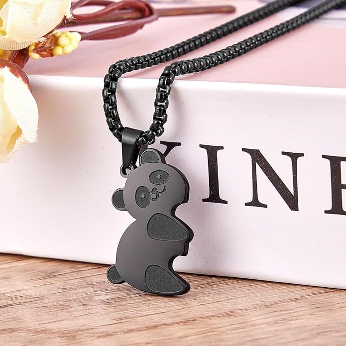 Colentine Panda Couples Necklace Cute Panda Hugging Puzzle Matching Necklaces Gift for Valentines Day