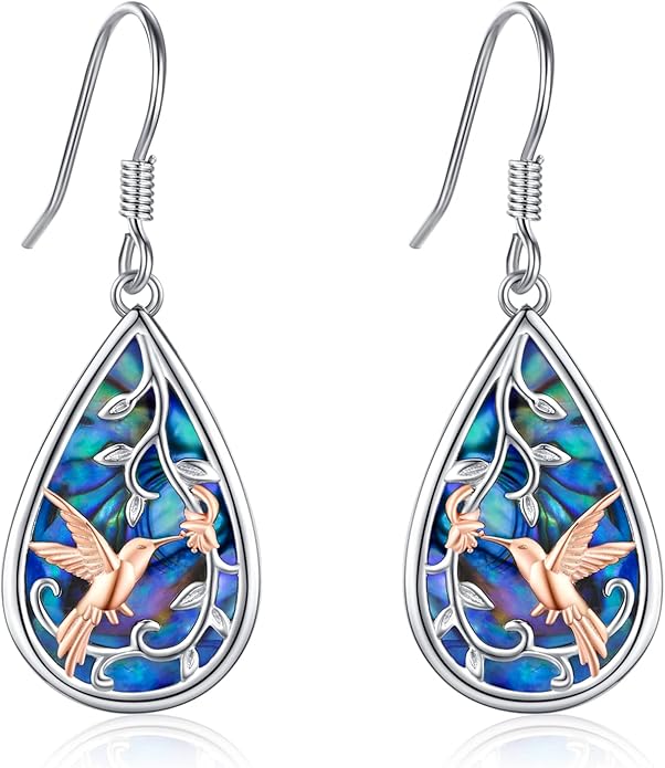Sterling Silver Tree of Life/Flower/Bee/Animals/Cat/Hummingbird Dangle Earrings Moonstone Turquoise Drop Leverback Earrings Jewelry Gifts