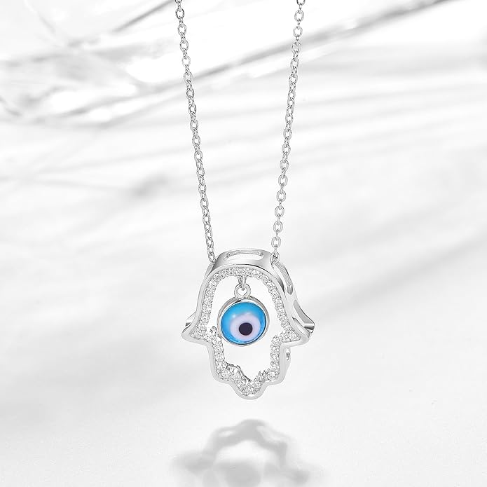 Dreamboat Sterling Silver Evil Eye Necklace for Women Protection Necklace Hamsa Nazar Mal De Ojo Turco Spiritual Jewelry Evil Eye Gifts