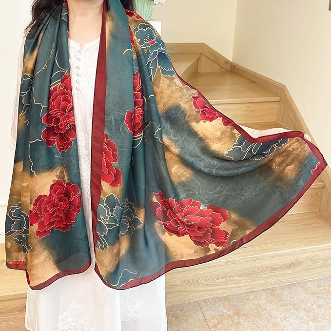 Long Silk Like Scarf Lightweight Satin Scarves Large Sunscreen Shawl Wrap for Women