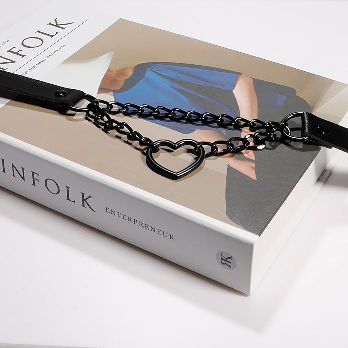 MILAKOO PU Leather Punk Choker Necklaces Circle/Heart Charm Adjustable Collar Necklace for Women