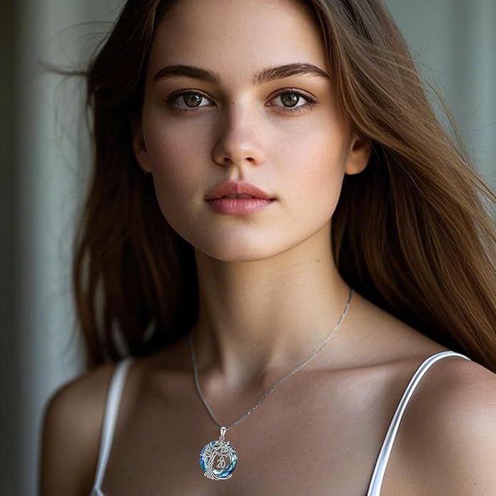 TOUPOP Birthday Gifts for Women 925 Sterling Silver Tree of Life Year Old Necklace Circle Crystal Jewelry Christmas Gifts for Her Wife Mom Mother Grandma Grandmother