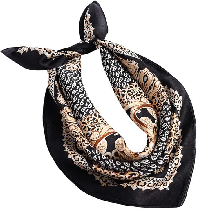 ANDANTINO 100% Mulberry Silk Scarf -21” Lightweight Square Neckerchief – Breathable Digital Printed Scarves with Gift Packed