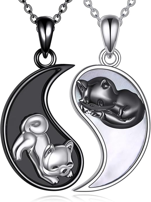 JBAERD Couples BFF Matching Necklaces 925 Sterling Silver Cross/Yin Yang/Sun Moon/Mountain Wave Pendant Necklace Anniversary Birthday Gifts
