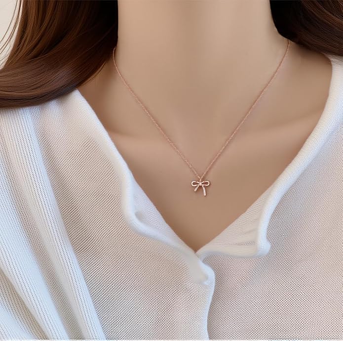 SLUYNZ Solid 925 Sterling Silver Bow Choker Necklace for Women Teens Simple Bowknot Pendant Necklace