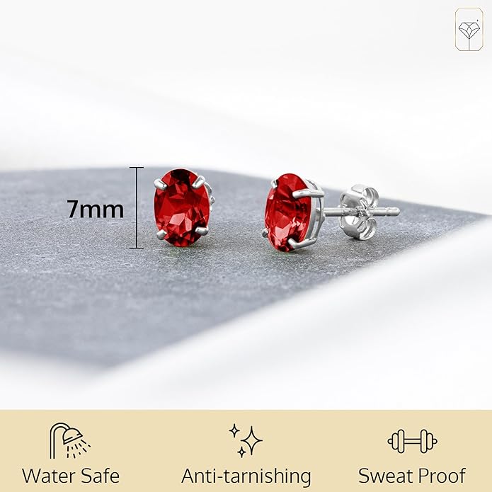 14k Gold Oval Stud Earrings for Women with Push Backs | 7x5mm Gemstone Birthstone Earrings | Real 14 Karat Gold Earrings Studs | Hypoallergenic Gemstone Stud Earrings for Women by MAX + STONE