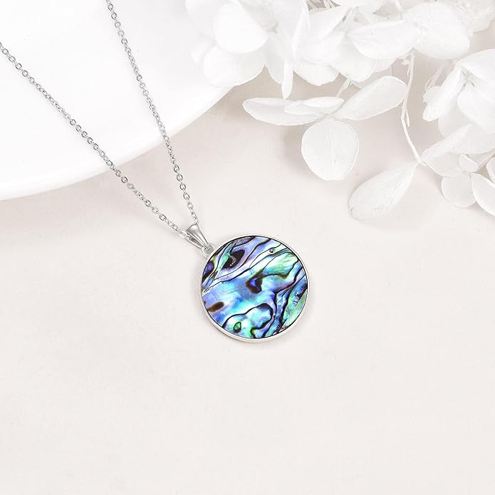 VONALA Artemis's/Poseidon's/Athena's/Weapons Necklace S925 Sterling Silver Plated Abalone Pendant Necklace for Women Men for Women Men