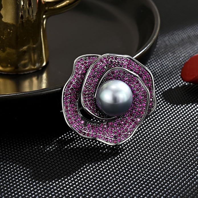 UNVAK Rhinestone Flower Brooch - Crystal Flower Pin for Women - Valentine's Day & Mother's Day Gift