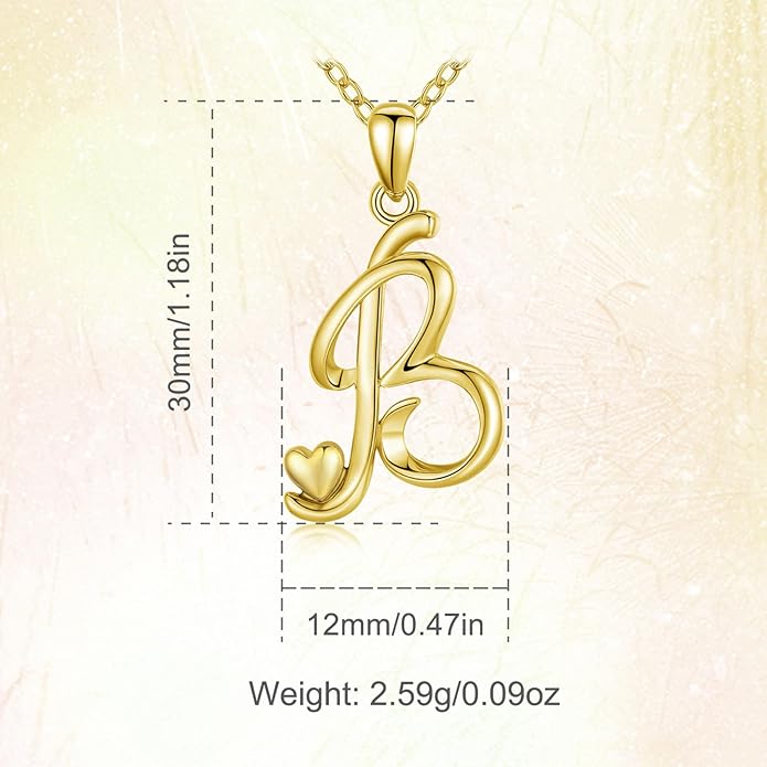 CELESTIA 925 Sterling Silver Initial Necklaces 26 Letter with Rose Gold Heart - 18 Inch Chain