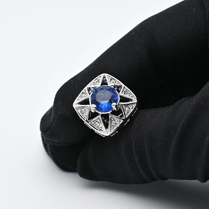 ZEEY Sparkling Faceted Blue Crystal Cufflinks for Men Women Gemstone Mens Cuff Links Jewelry Gift Set for Business Wedding Party Office Daily Tuxedo Dress Shirt Accessories