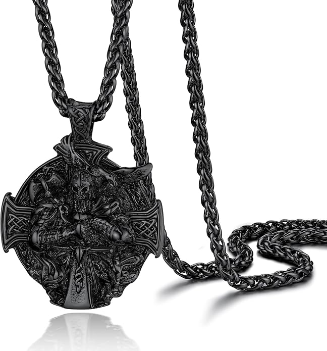 PROSTEEL Norse Viking Jewelry for Men Women, Vintage Thor Hammer/Thor Axe/Raven/Odin Necklace, 316L Stainless Steel Pendant Chain, Come with Box