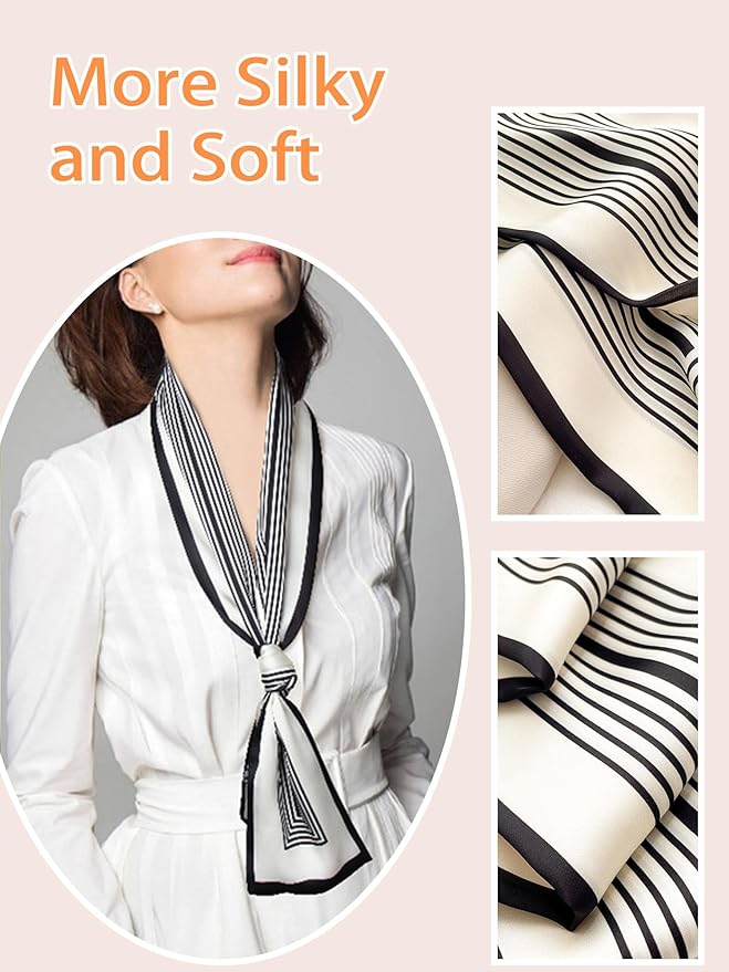 Dailyacc Hair Scarf for Women Fashion Silky Satin Headscarf Wrap Breathable Lightweight Neck Scarves For Handbag