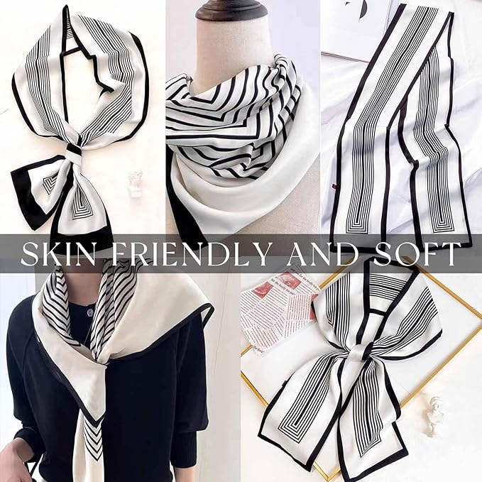 Dailyacc Hair Scarf for Women Fashion Silky Satin Headscarf Wrap Breathable Lightweight Neck Scarves For Handbag