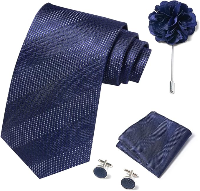 joy alice Ties Set Men Mixed Color Necktie Handkerchief Cufflinks Brooch 3.15 Formal