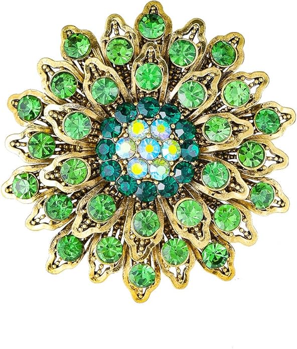 Rhinestone Crystal Flower Brooch Pin for Women,Vintage Multicolor Crystal Floral Lapel Pins Statement Sunflower Brooch Fashion Bride Formal Dress Jewelry