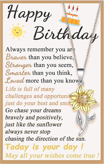 Tarsus Sunflower Necklace, You are My Sunshine, Sunflower Gifts Ideas for Women, Inspirational Gifts for Women Teen Girls Birthday Christmas Valentines Day
