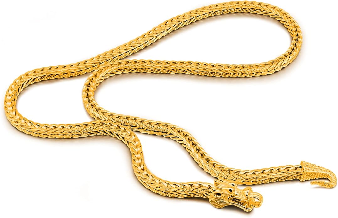 Dankadi Men 925 Sterling Silver Dragon Necklace Vintage 5MM 20 "22" 24 "26" Franco Link Curb Chain Choker Fashion Punk Gold Fine Jewelry Gift