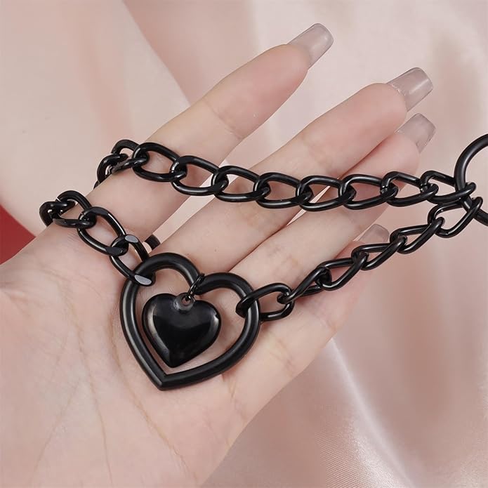 MILAKOO PU Leather Punk Choker Necklaces Circle/Heart Charm Adjustable Collar Necklace for Women