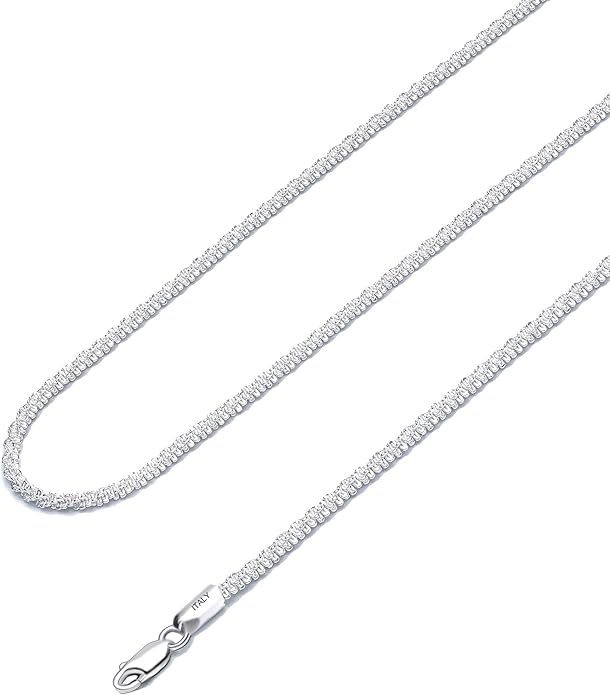 925 Sterling Silver Singapore Chain Lobster Clasp Paperclip Necklace for Women Sparkling Chain 2mm2.5mm3mm4mm5mm Gifts for Her