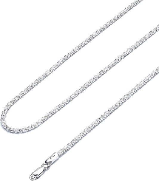 925 Sterling Silver Singapore Chain Lobster Clasp Paperclip Necklace for Women Sparkling Chain 2mm2.5mm3mm4mm5mm Gifts for Her