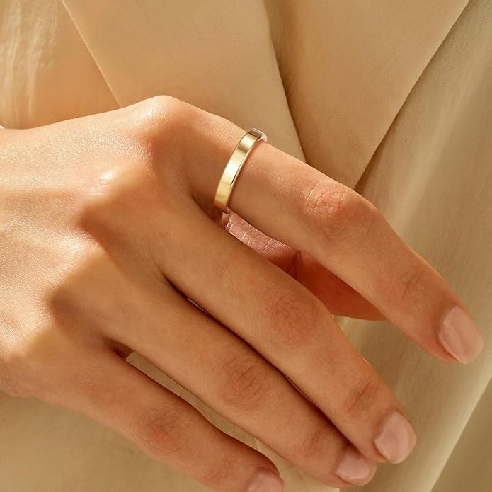 TRUMIUM 2mm 4mm 6mm Tungsten Rings for Women Men's Wedding Bands 24K Gold Plated Beveled Edges Flat High Polished Comfort Fit Size 5-14