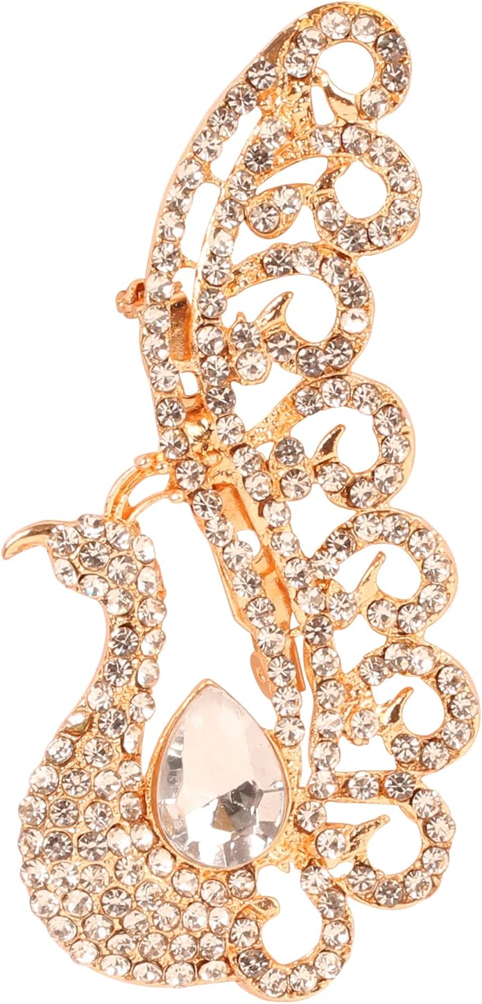 Touchstone Indian Bollywood Handcrafted Designer Jewelry Brooch Lapel Pin in Gold Or Silver Tone for Women.