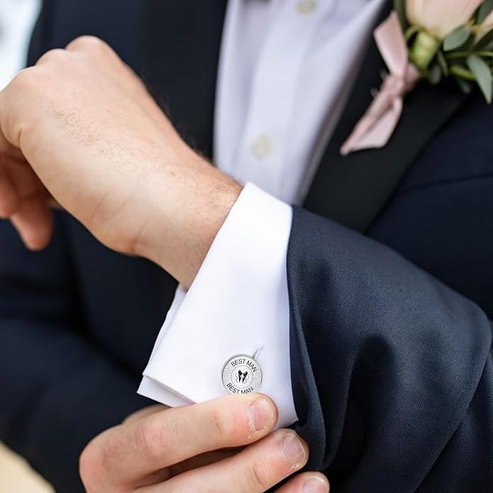 LADY & HOME Cufflinks for Men, Stainless Steel Tuxedo Shirt Cuff links with Gift Box, Gifts for Groom Groomsman Husband Father
