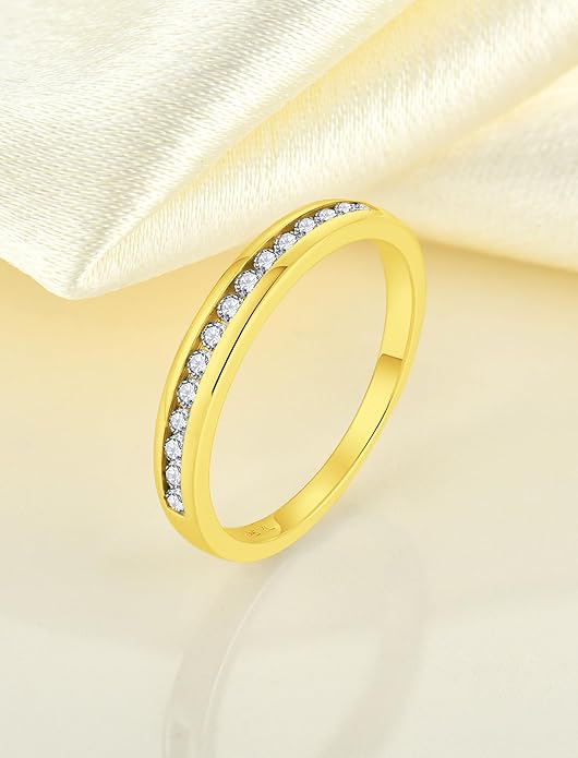 YL Stackable Rings 925 Sterling Silver Halo Birthstone Eternity Bands Jewelry for Women