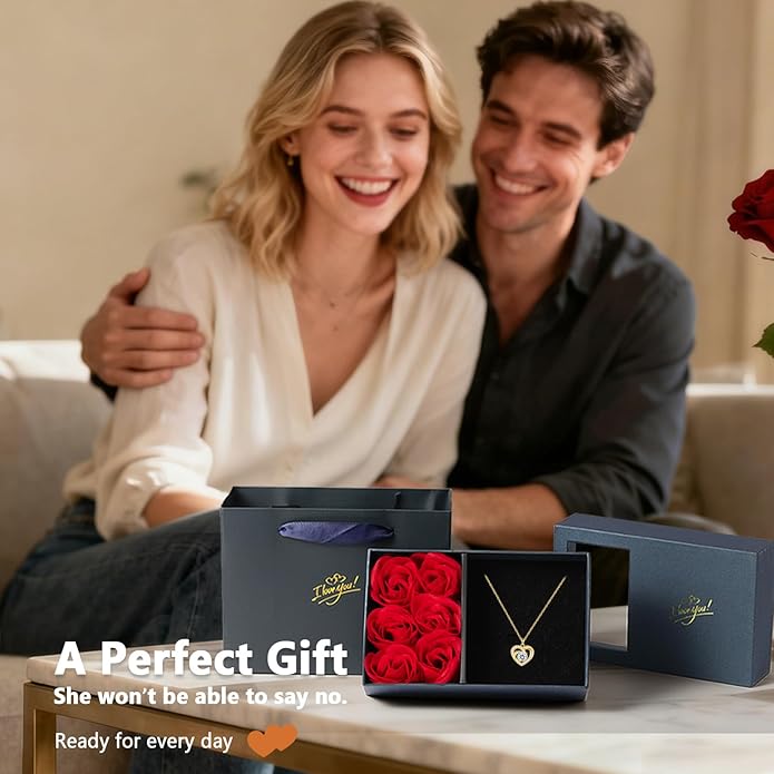 Promise Necklace for Her, 2CT Moissanite Infinity Heart Pendant for Women, Romantic I Choose You Gift to Girlfriend Wife from Boyfriend Husband, Ready to Gift Box Included, Gifts for Christmas Valentine's Day Birthday Anniversary