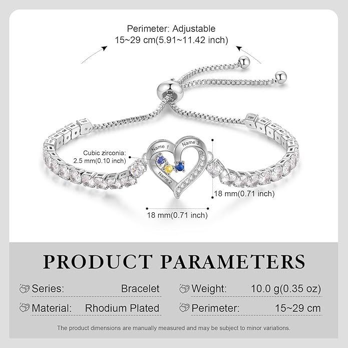 Personalized Name Birthstone Bracelet for Women, Mothers Bracelet with Birthstones, Mothers Day, Christmas, Birthday Gift for Mom Grandma Wife