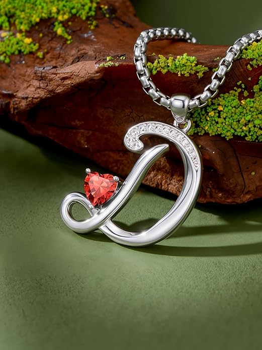Christmas Gifts for Women Alphabet A to Z Initial Birthstone Pendant Necklaces for Women - 18k White Gold Plated Personalized Name Jewelry Valentine Mothers Day Birthday Gifts for Women Her Girlfriend