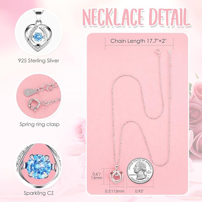 ADDWel Preserved Rose Box for Her, Forever Real Flowers with Sterling Silver Necklace - Romantic Gift for Delivery on Valentine’s Day, Christmas, Birthday, Anniversary