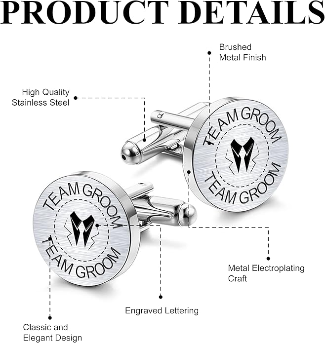 LADY & HOME Cufflinks for Men, Stainless Steel Tuxedo Shirt Cuff links with Gift Box, Gifts for Groom Groomsman Husband Father
