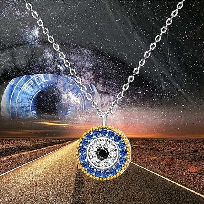 Evil Eye Necklace for Women Sterling Silver Greek Turkish Blue Evil Eye Pendant Necklace Jewelry Lucky Christmas Gifts