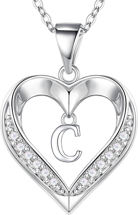 Turandoss Heart Initial Necklaces for Women - Dainty 14K Gold Plated CZ Heart Pendant Necklace with Tiny Letter A-Z, Non Tarnish Waterproof Trendy Jewelry Gifts for Mom Wife Girlfriend
