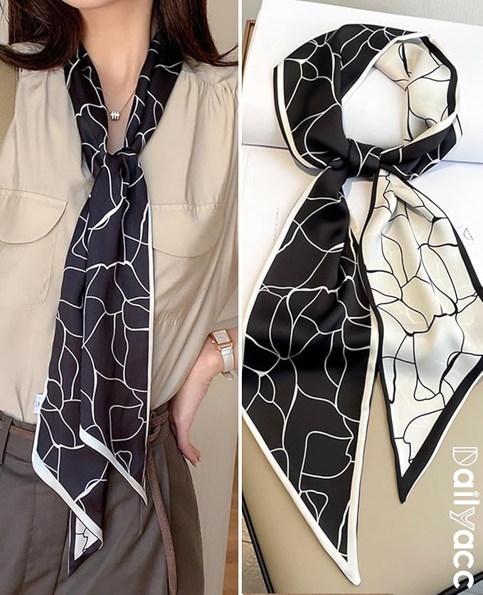 Dailyacc Hair Scarf for Women Fashion Silky Satin Headscarf Wrap Breathable Lightweight Neck Scarves For Handbag